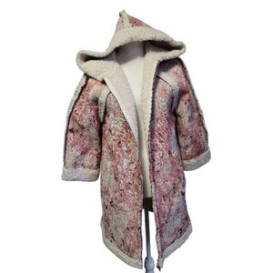 Mystree Pink Cream Floral Fluffy Coat NWT